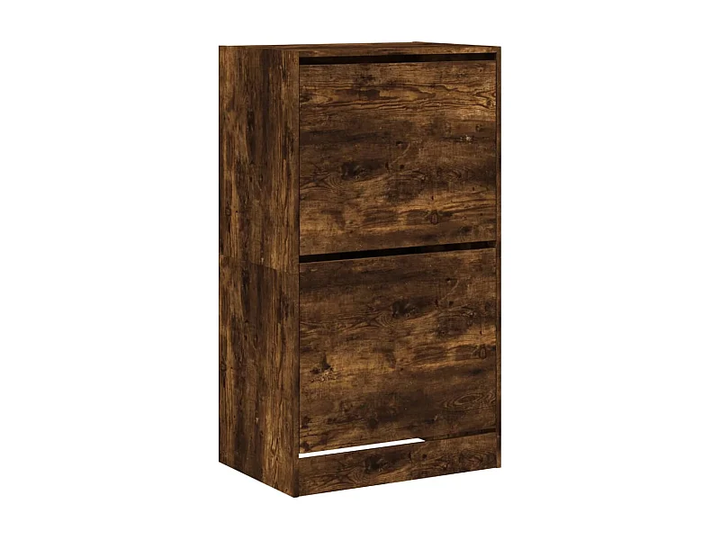 Armoire à chaussures 2 tiroirs rabattables chêne fumé