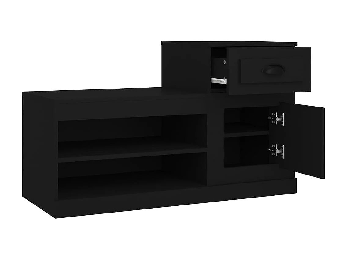 Armoire à chaussures noir 100x42x60 bois d'ingénierie