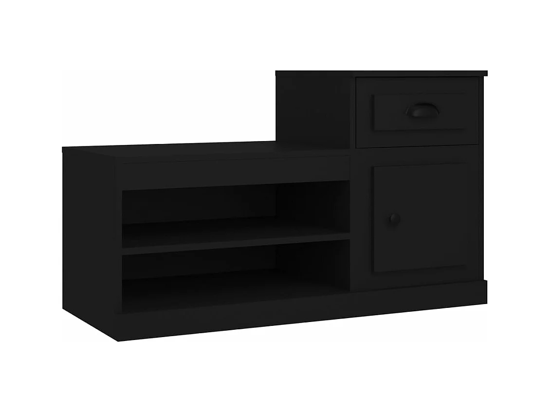 Armoire à chaussures noir 100x42x60 bois d'ingénierie
