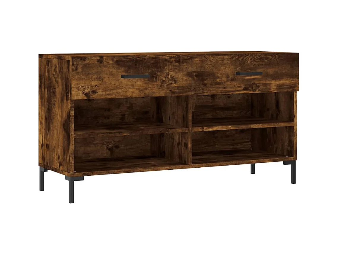 Banc à chaussures chêne fumé 102x35x55 bois d'ingénierie