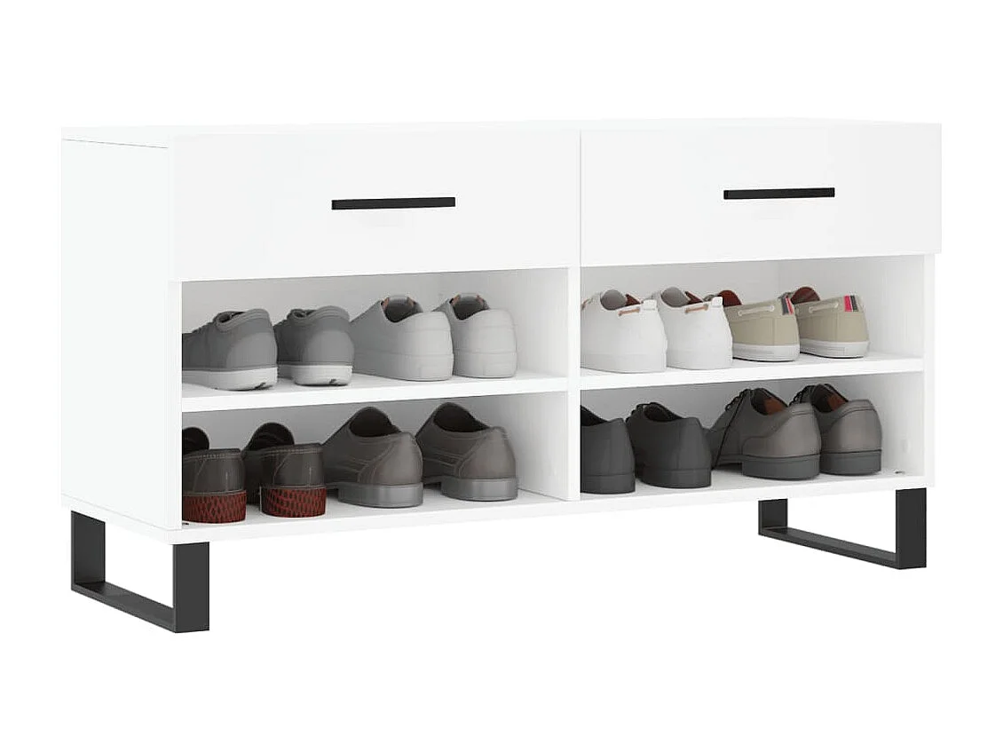 Banc à chaussures blanc 102x35x55 bois d'ingénierie
