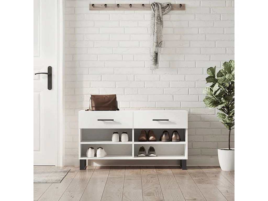 Banc à chaussures blanc 102x35x55 bois d'ingénierie