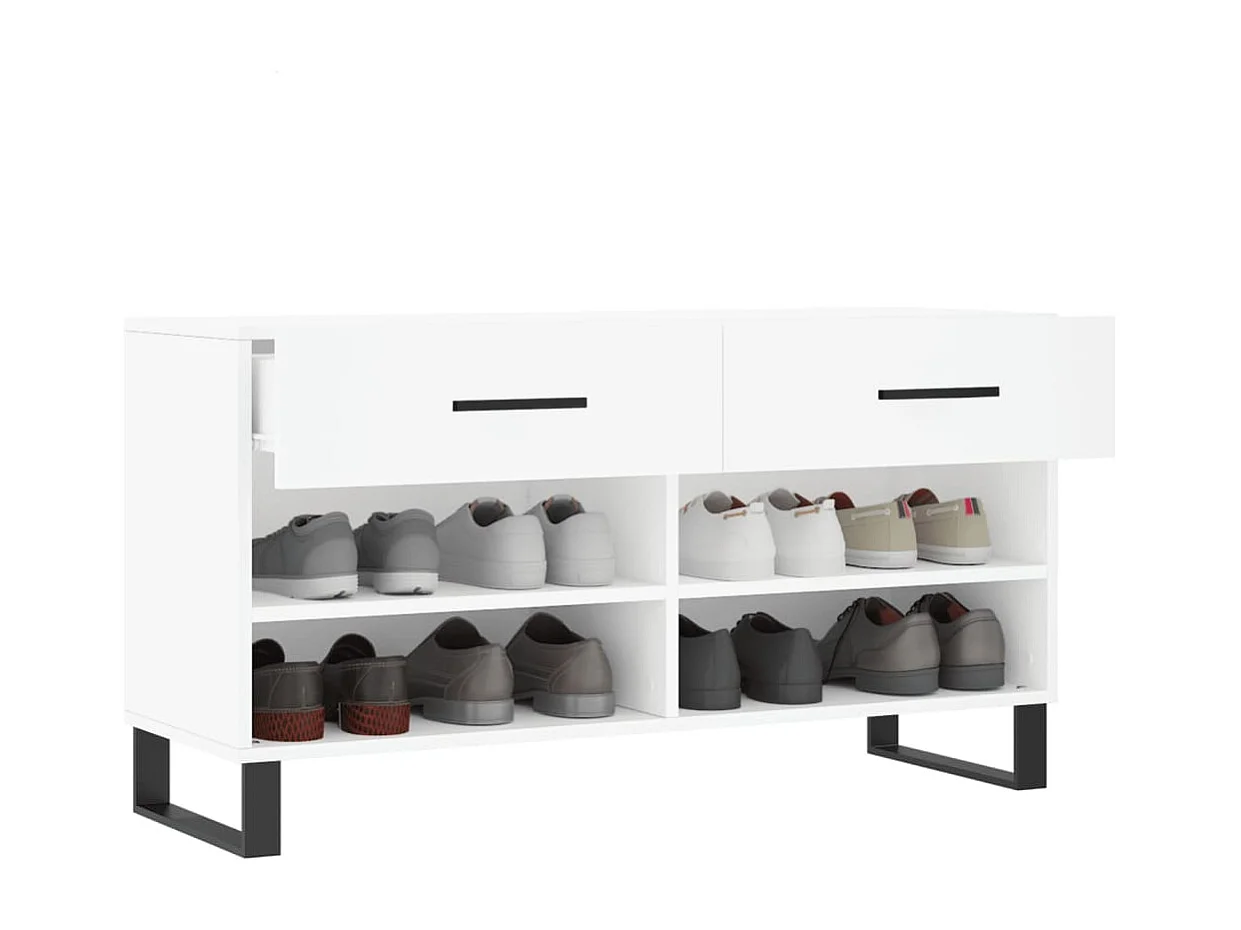 Banc à chaussures blanc 102x35x55 bois d'ingénierie
