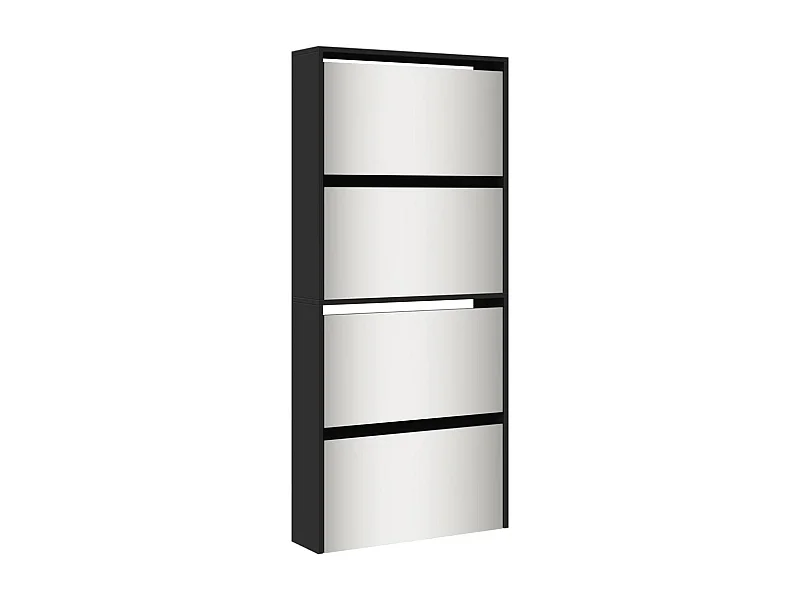 Armoire à chaussures avec miroir à 4 niveaux noir 63x17x134