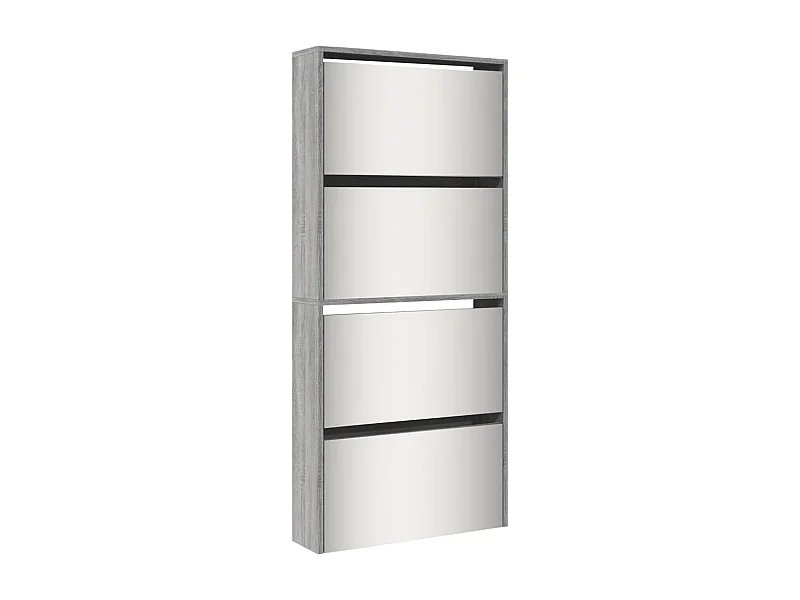 Armoire à chaussures miroir 4 niveaux sonoma gris 63x17x134