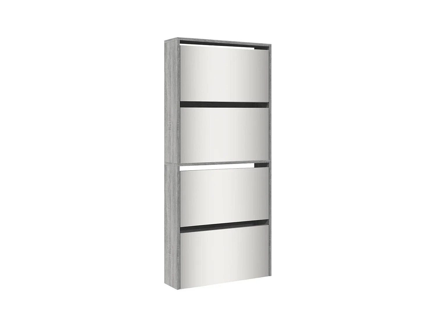 Armoire à chaussures miroir 4 niveaux sonoma gris 63x17x134