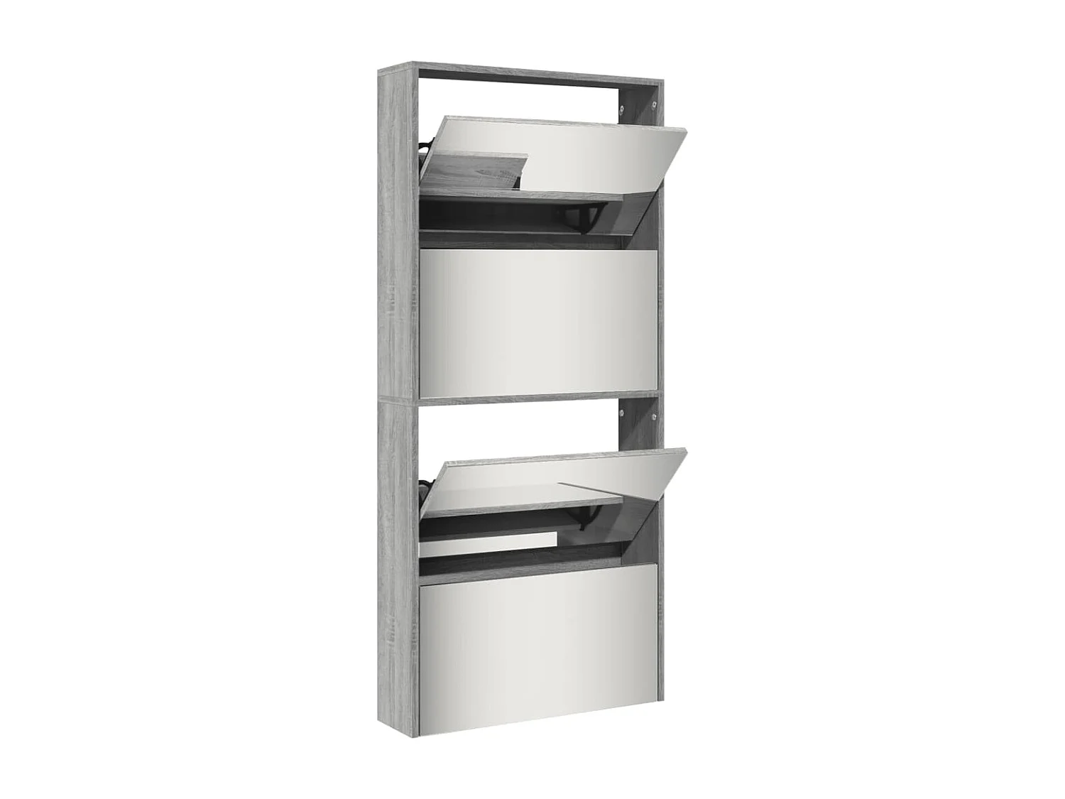 Armoire à chaussures miroir 4 niveaux sonoma gris 63x17x134