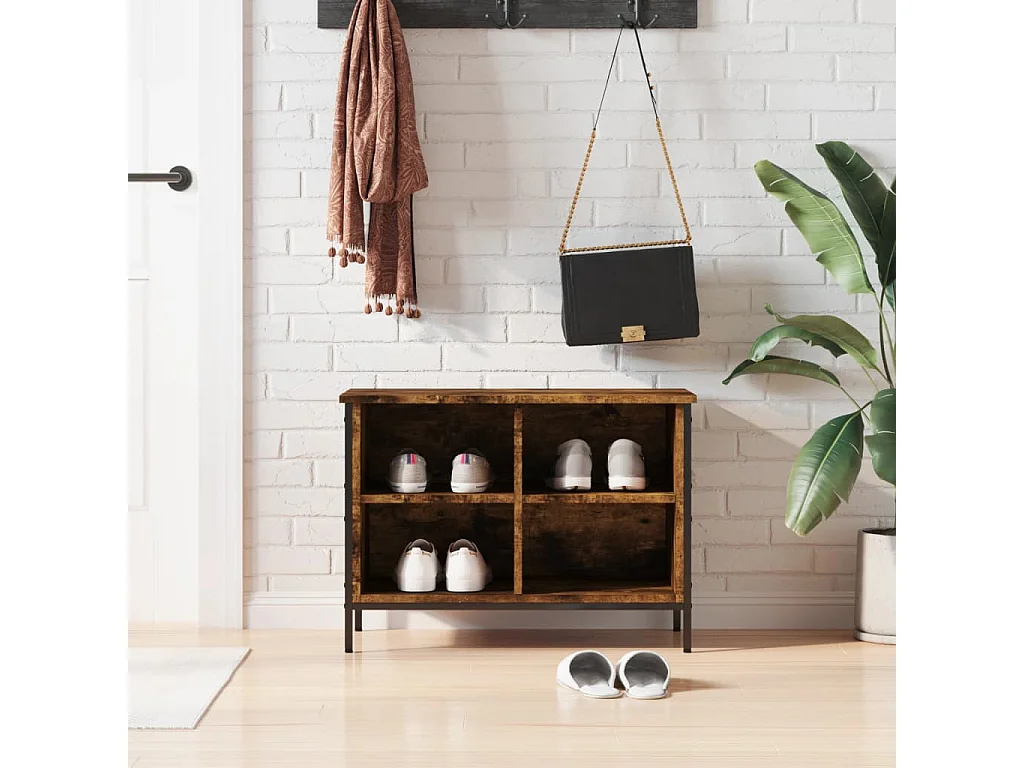 Armoire à chaussures chêne fumé 69x35x50 bois d'ingénierie