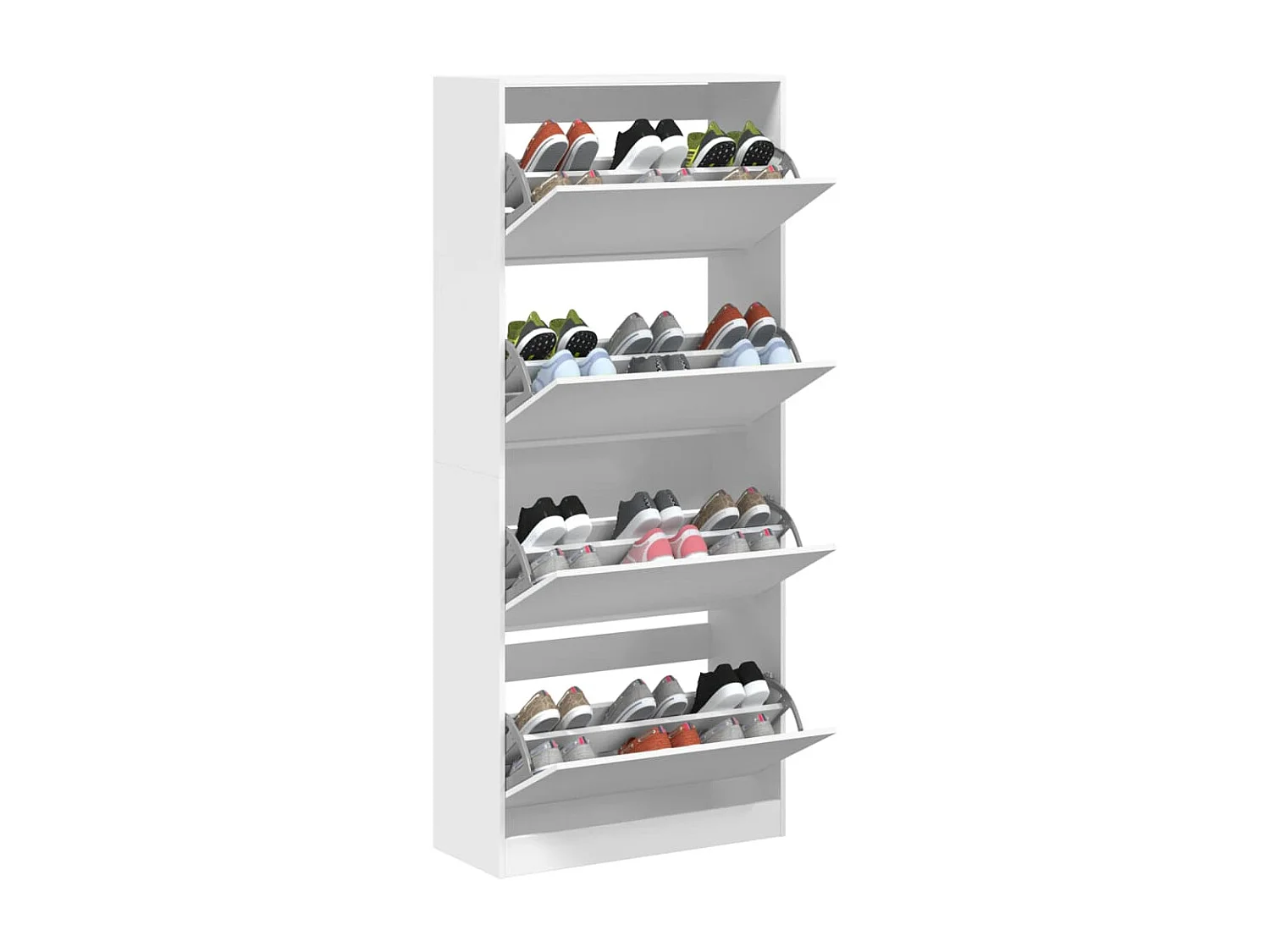 Armoire à chaussures 4 tiroirs rabattables blanc 80x34x187,5