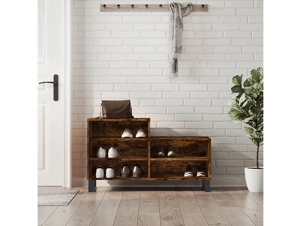 Armoire à chaussures Chêne fumé 102x36x60 Bois d'ingénierie