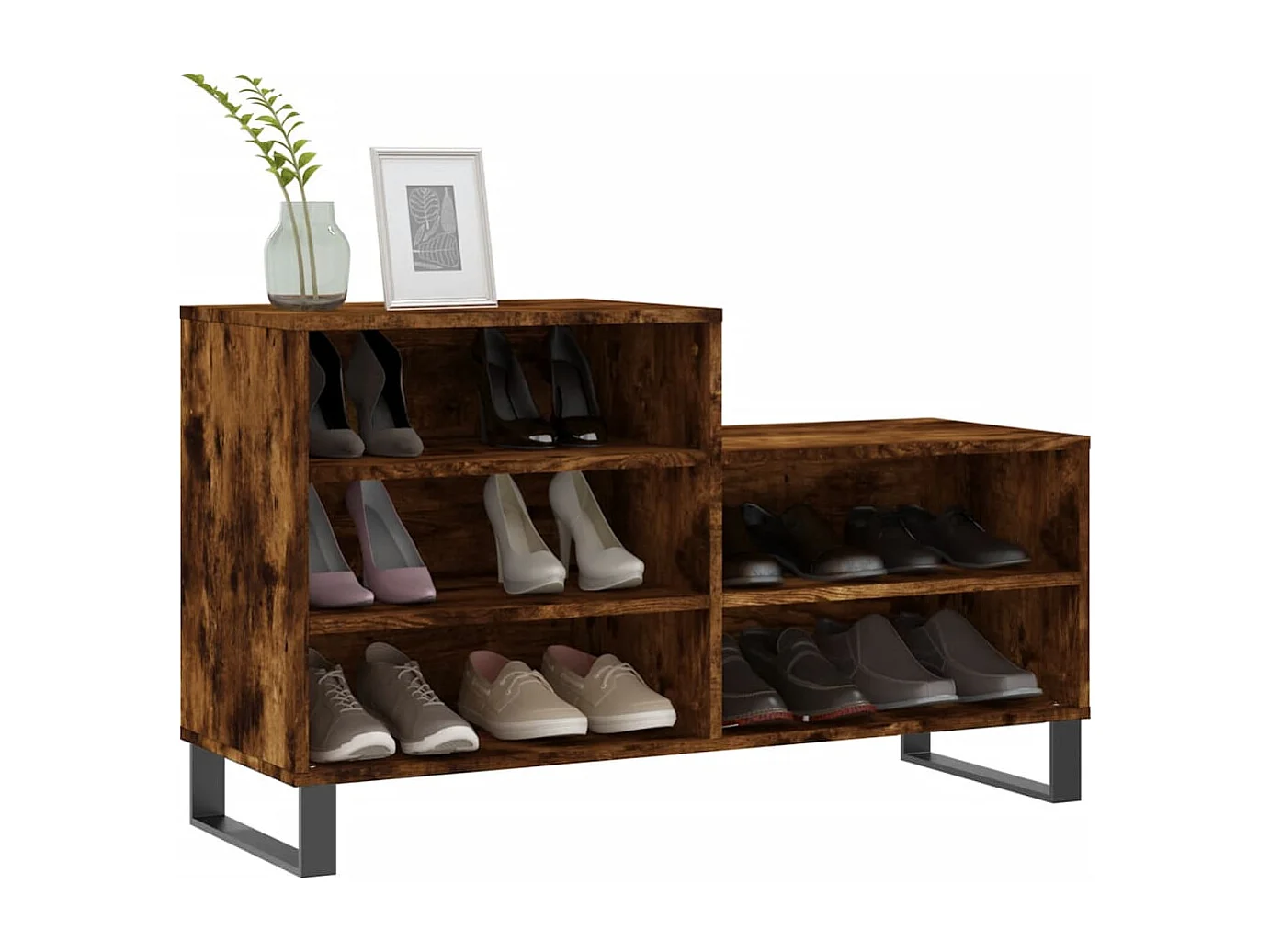 Armoire à chaussures Chêne fumé 102x36x60 Bois d'ingénierie