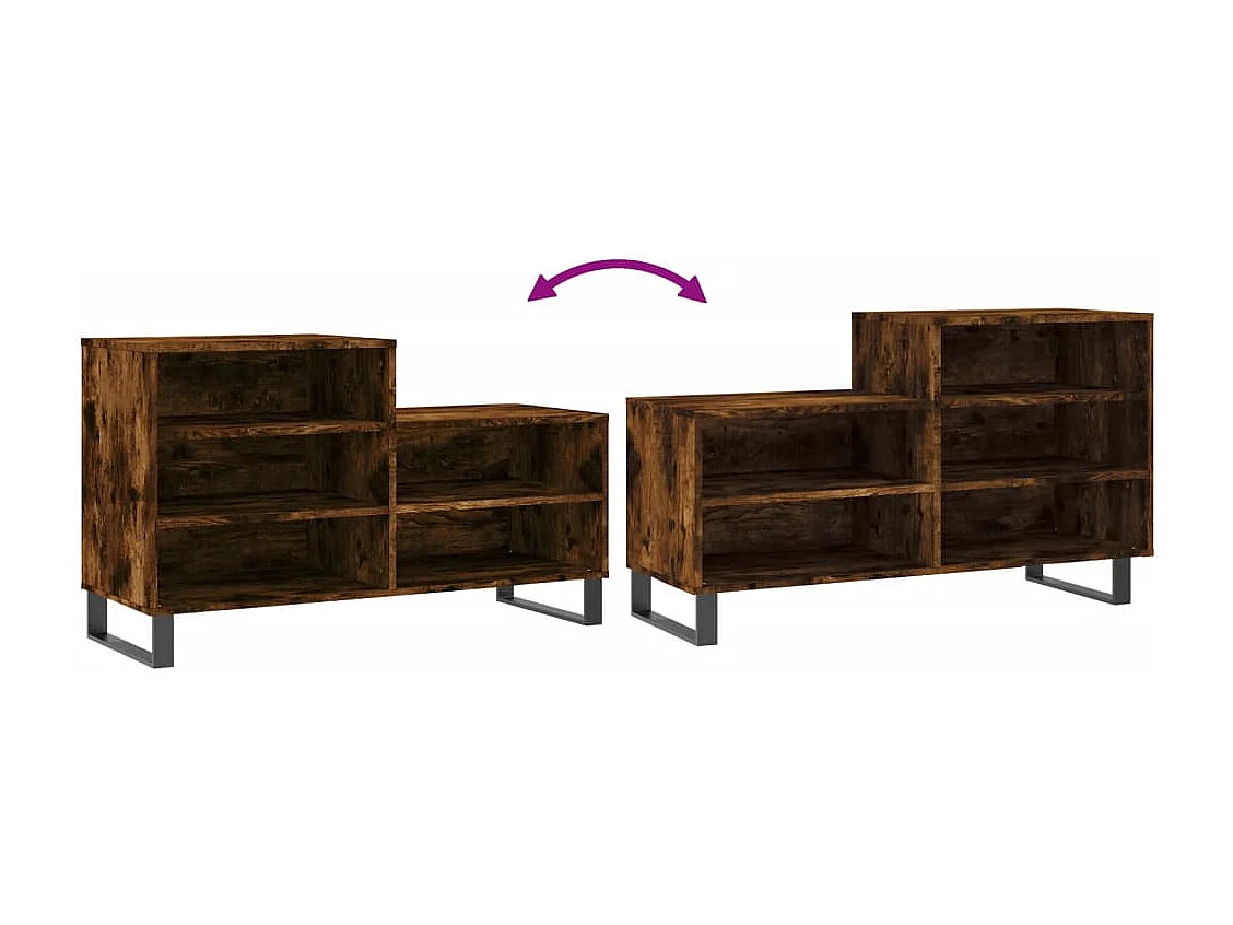 Armoire à chaussures Chêne fumé 102x36x60 Bois d'ingénierie