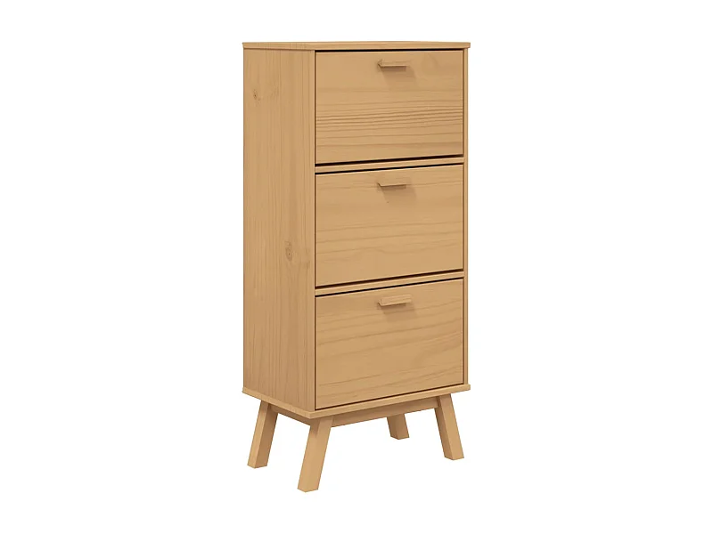 Armoire à chaussures OLDEN marron 55x35x120 bois pin massif