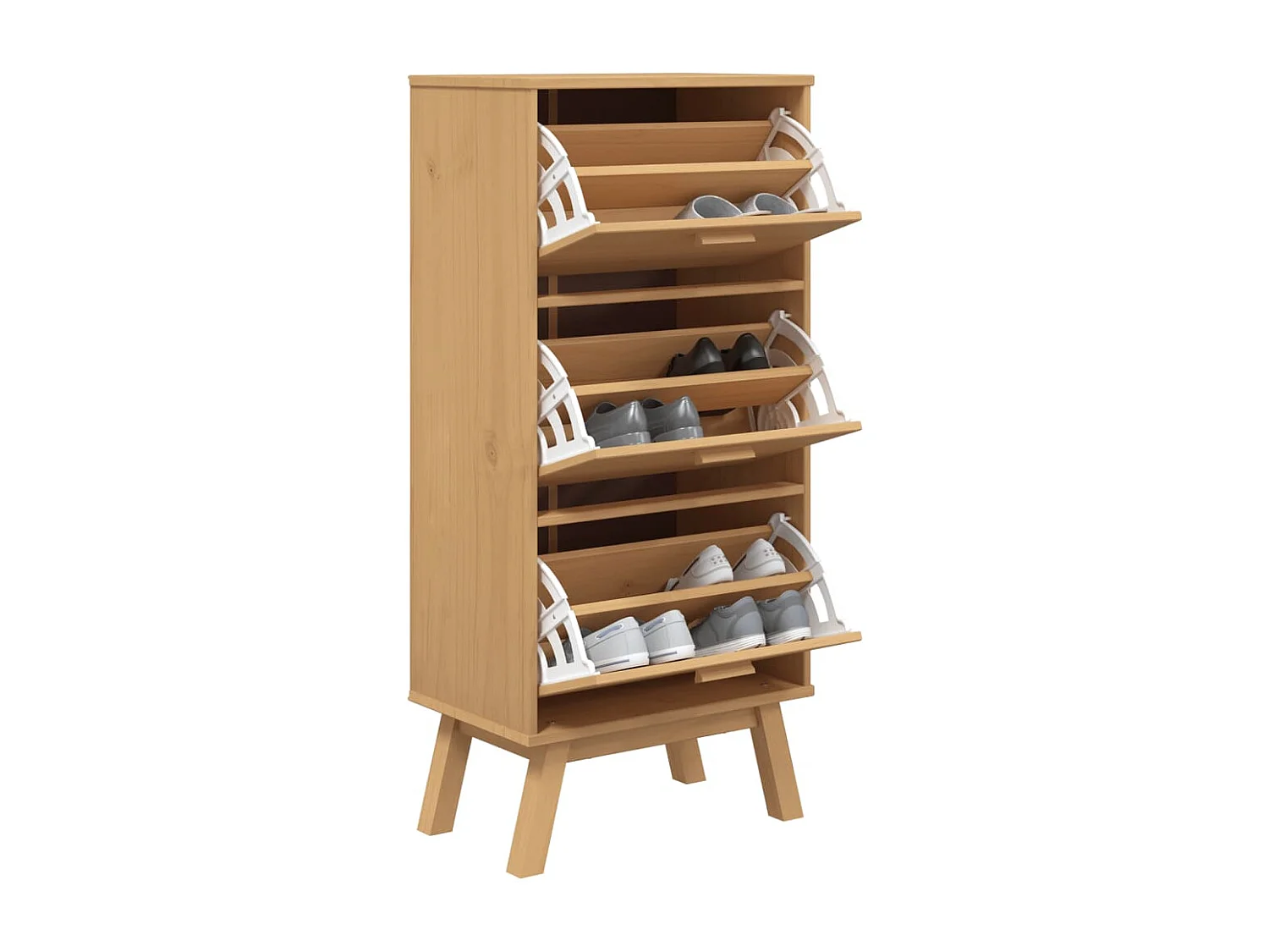 Armoire à chaussures OLDEN marron 55x35x120 bois pin massif