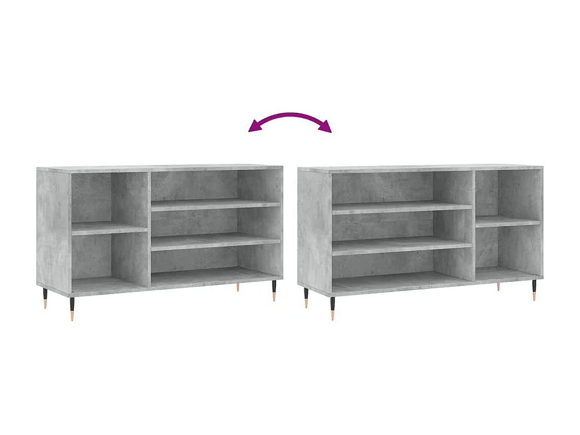 Armoire à chaussures Gris béton 102x36x60 Bois d'ingénierie