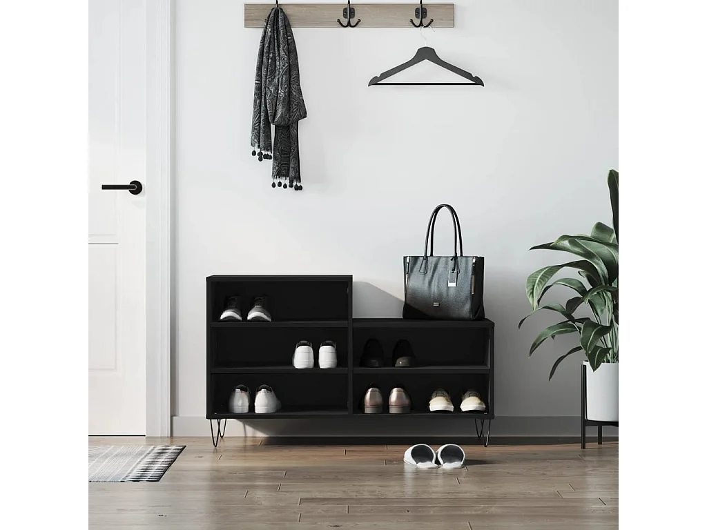 Armoire à chaussures Noir 102x36x60 Bois d'ingénierie