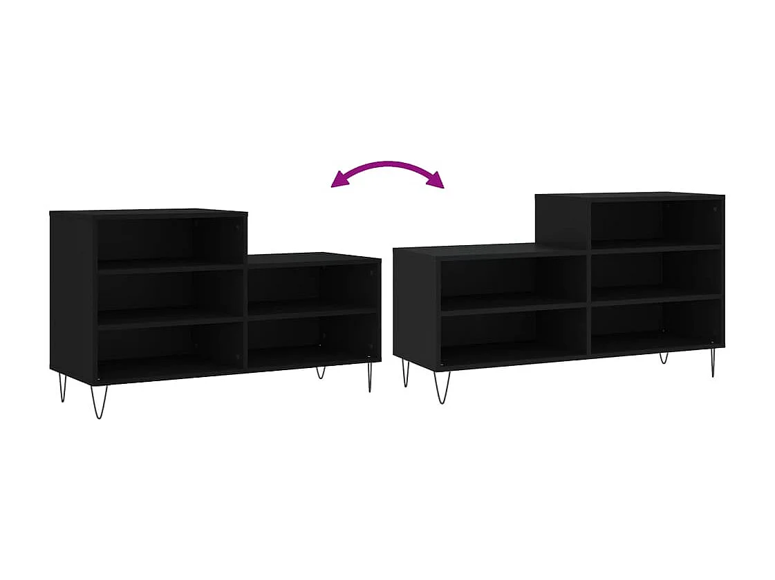 Armoire à chaussures Noir 102x36x60 Bois d'ingénierie