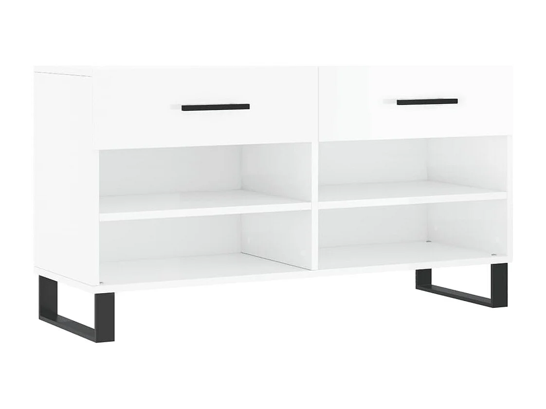 Banc à chaussures blanc brillant 102x35x55 bois d'ingénierie