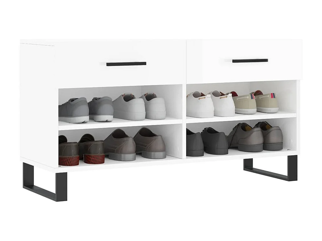 Banc à chaussures blanc brillant 102x35x55 bois d'ingénierie