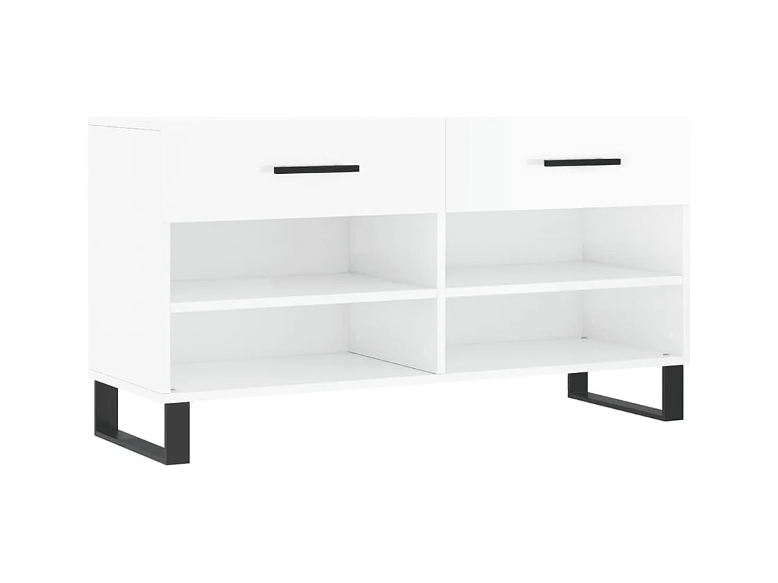 Banc à chaussures blanc brillant 102x35x55 bois d'ingénierie