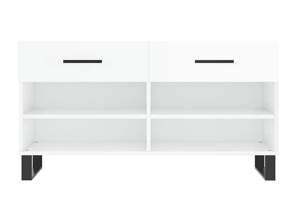Banc à chaussures blanc brillant 102x35x55 bois d'ingénierie