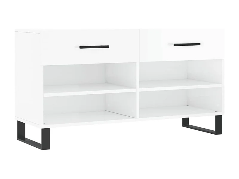 Banc à chaussures blanc brillant 102x35x55 bois d'ingénierie