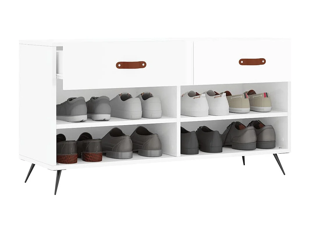 Banc à chaussures blanc brillant 102x35x55 bois d'ingénierie