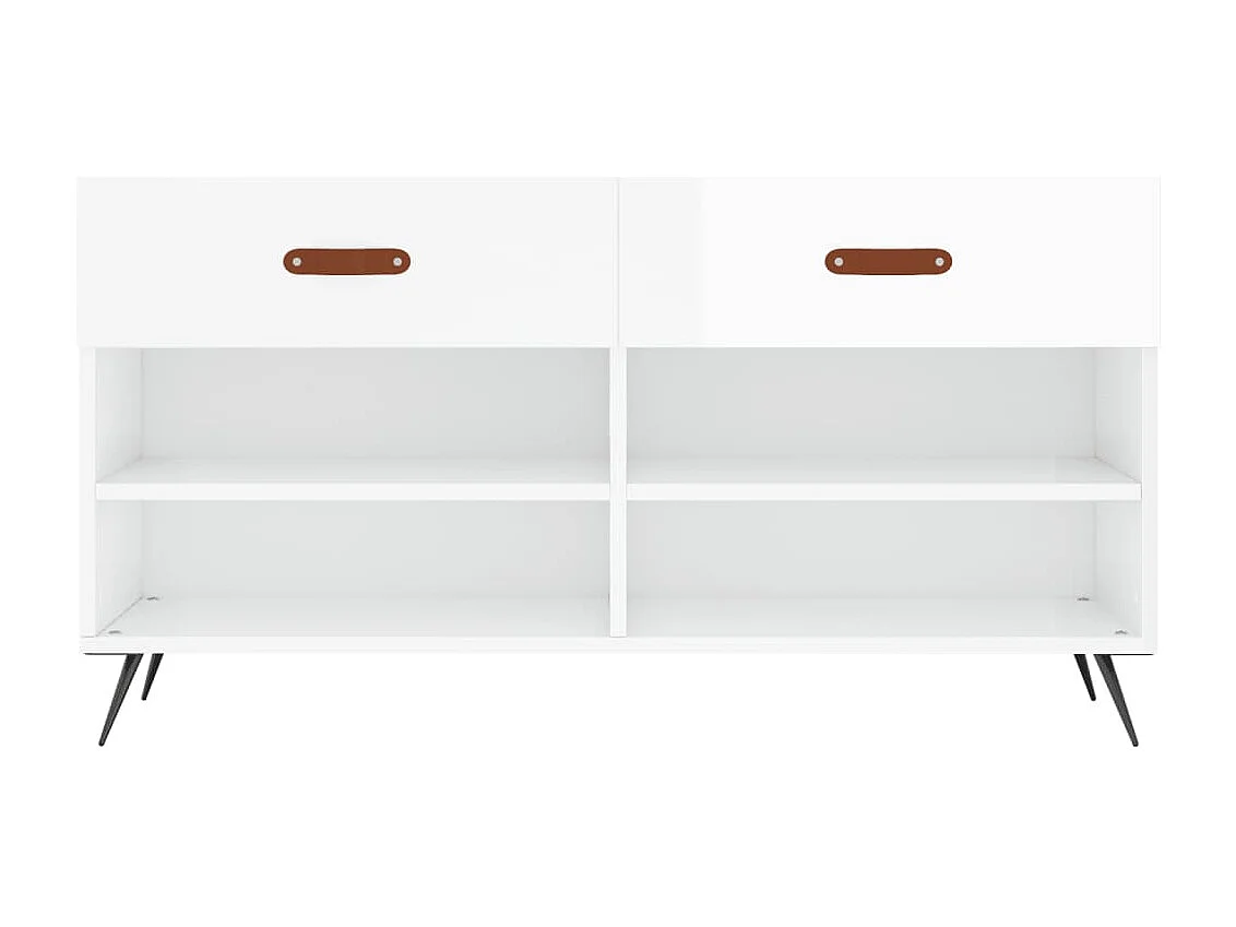 Banc à chaussures blanc brillant 102x35x55 bois d'ingénierie