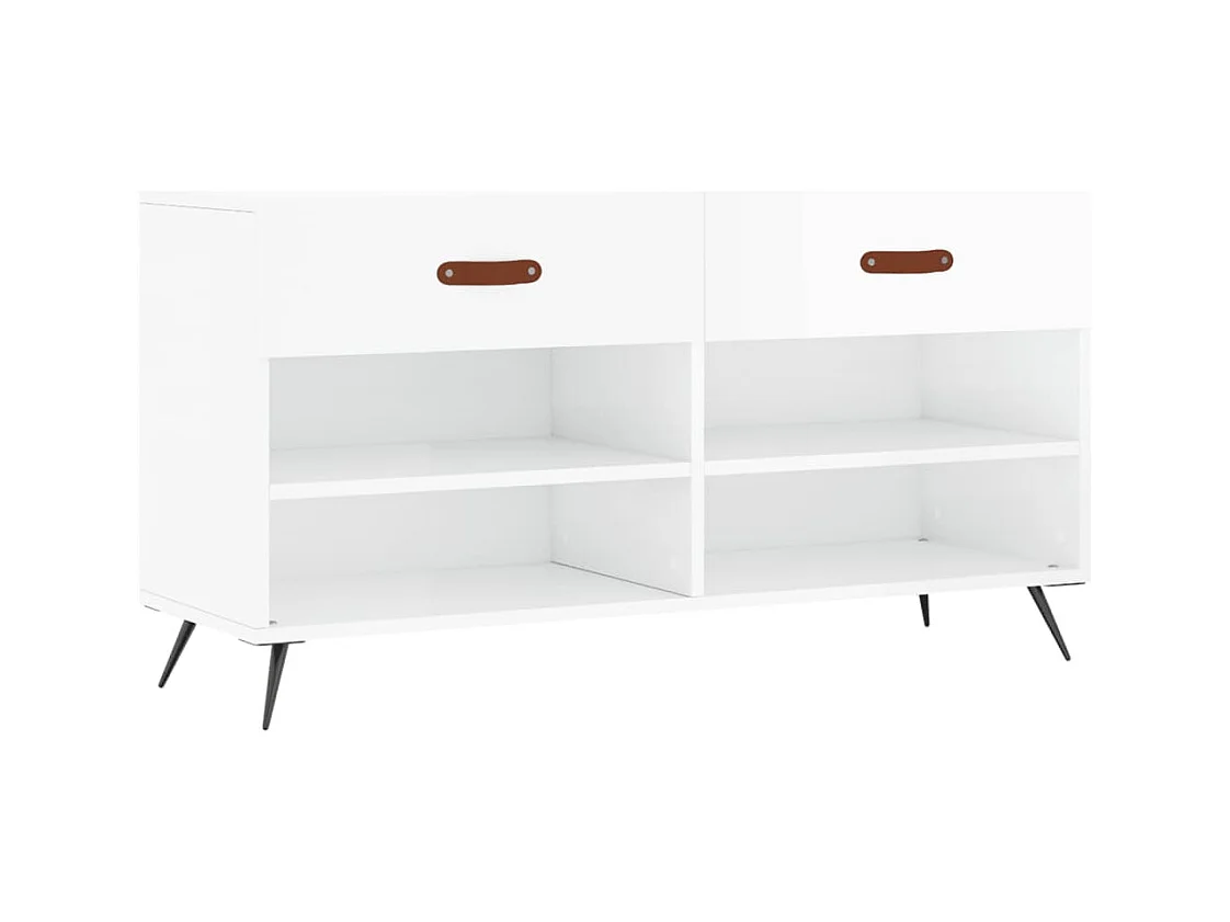 Banc à chaussures blanc brillant 102x35x55 bois d'ingénierie