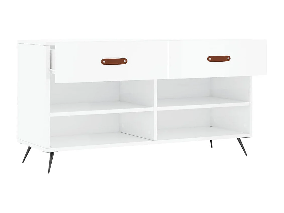 Banc à chaussures blanc brillant 102x35x55 bois d'ingénierie
