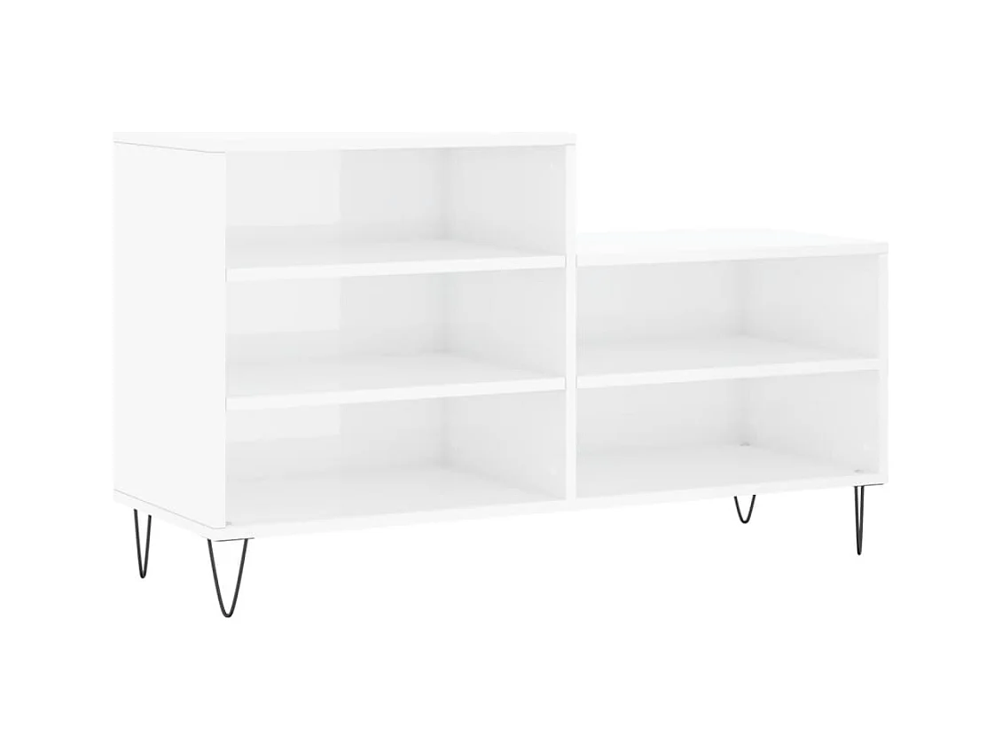 Armoire à chaussure Blanc brillant 102x36x60 Bois ingénierie