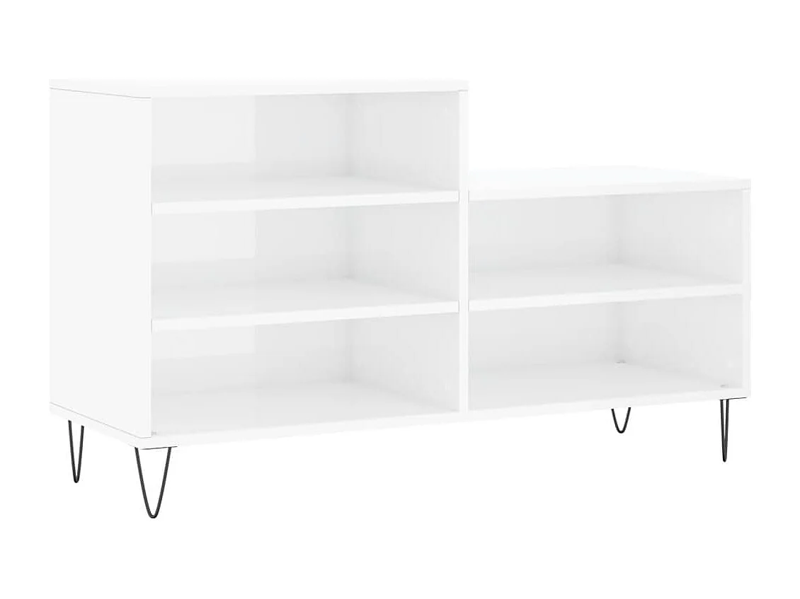 Armoire à chaussure Blanc brillant 102x36x60 Bois ingénierie
