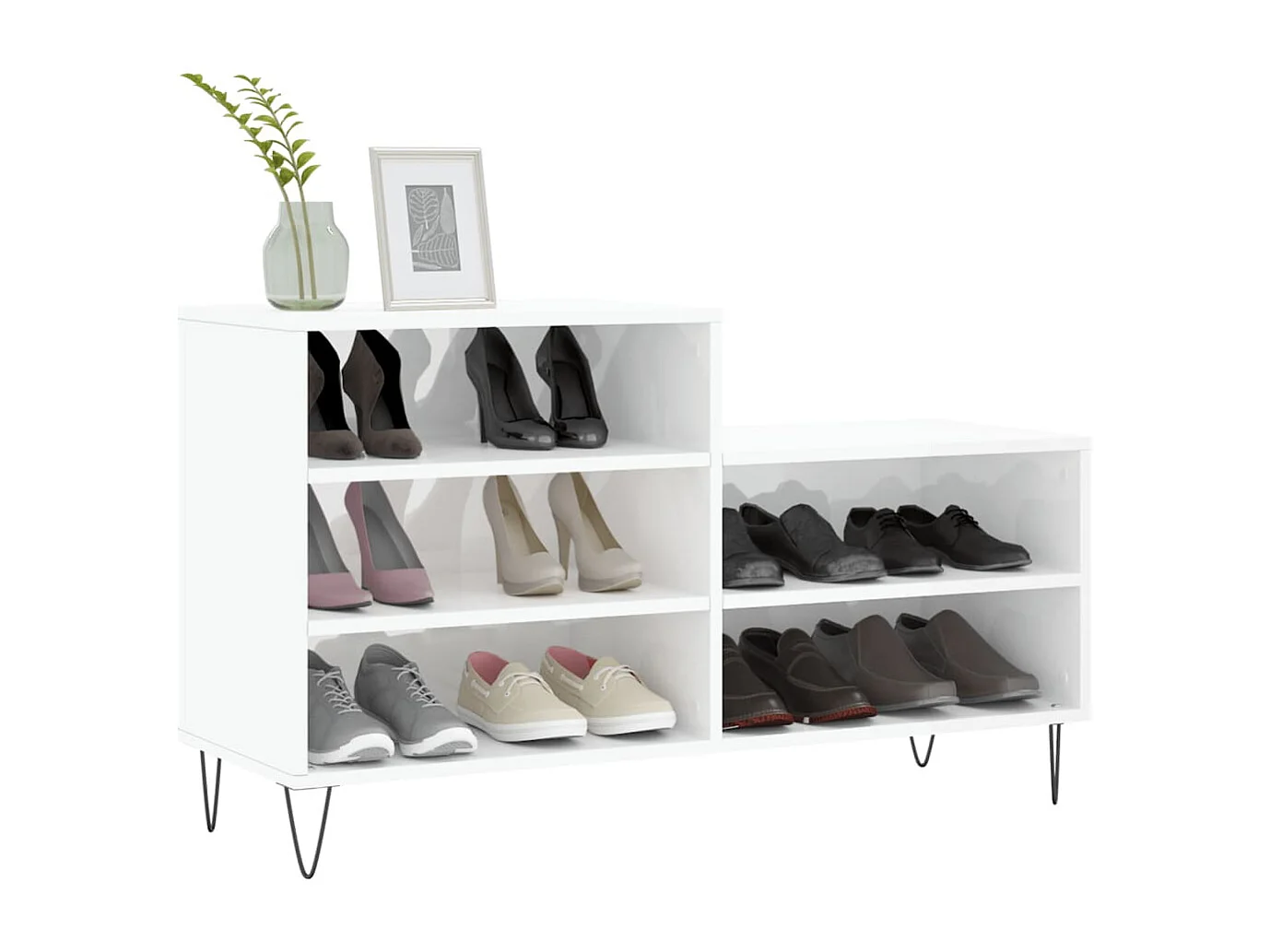 Armoire à chaussure Blanc brillant 102x36x60 Bois ingénierie