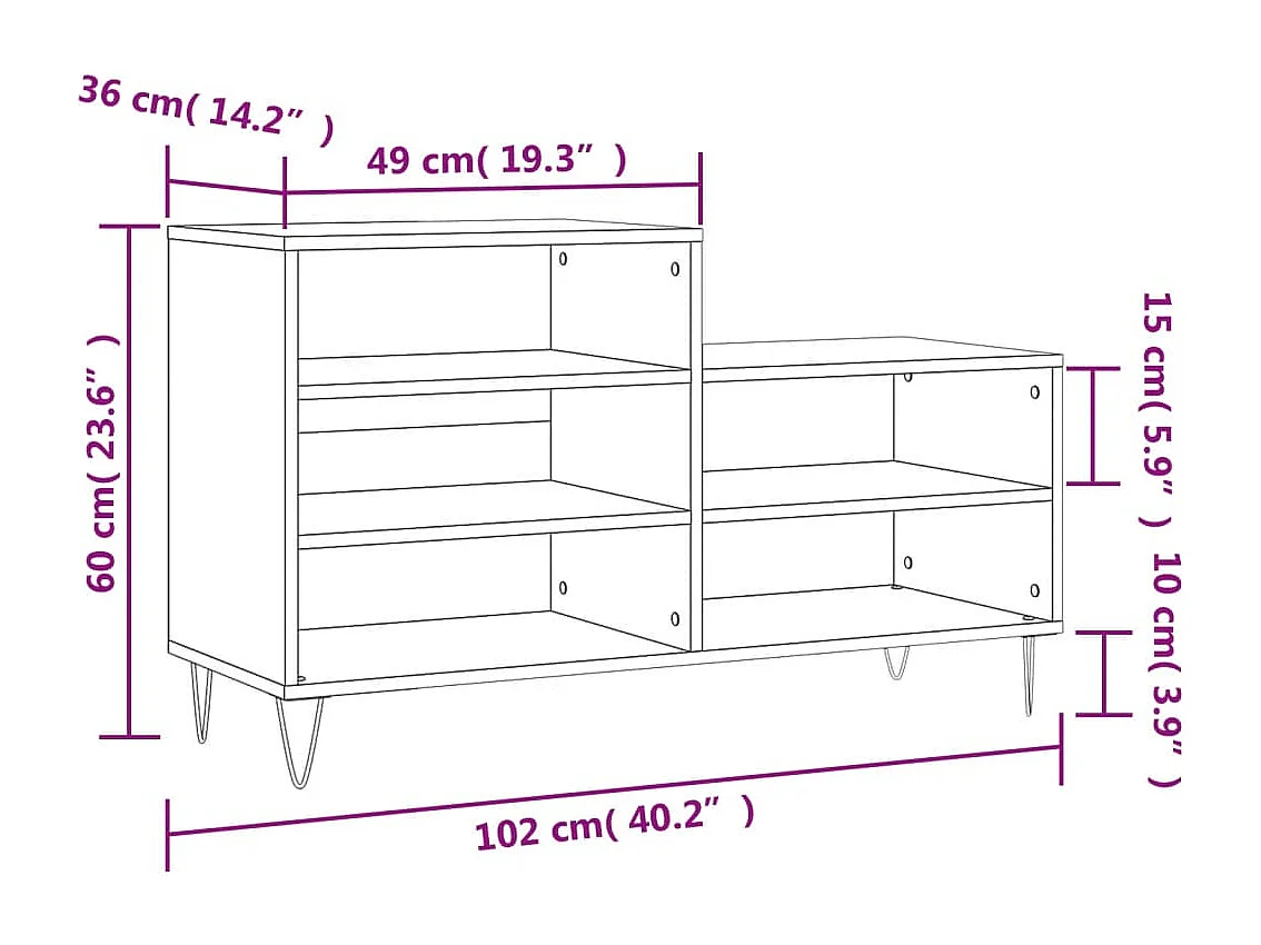 Armoire à chaussure Blanc brillant 102x36x60 Bois ingénierie
