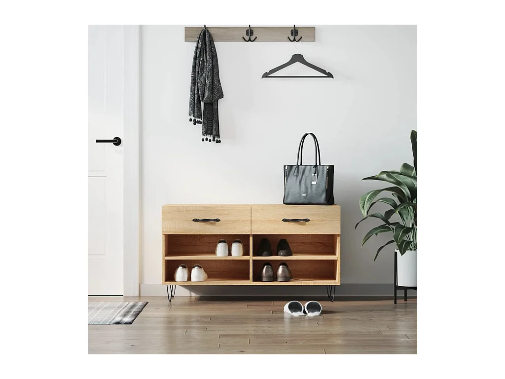 Schoenenbank 102x35x55 cm bewerkt hout sonoma eikenkleurig