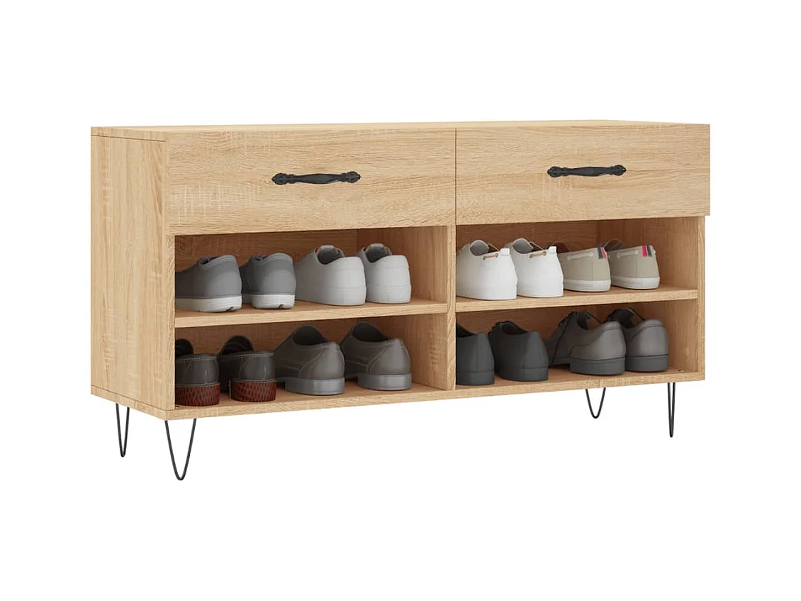 Schoenenbank 102x35x55 cm bewerkt hout sonoma eikenkleurig