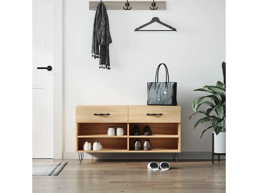 Schoenenbank 102x35x55 cm bewerkt hout sonoma eikenkleurig