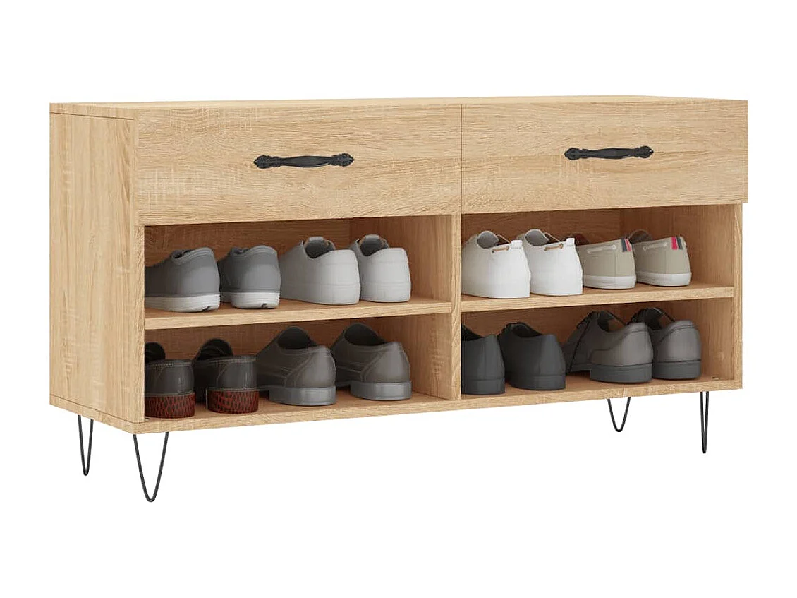 Schoenenbank 102x35x55 cm bewerkt hout sonoma eikenkleurig