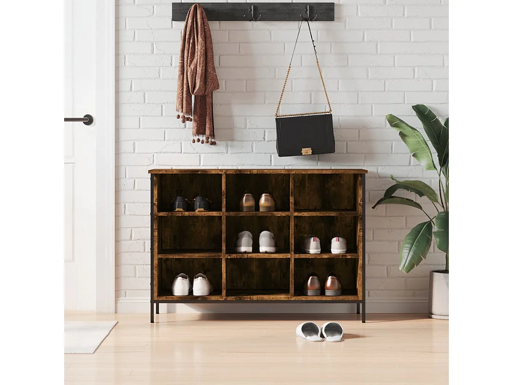 Armoire à chaussures chêne fumé 100x35x70 bois d'ingénierie