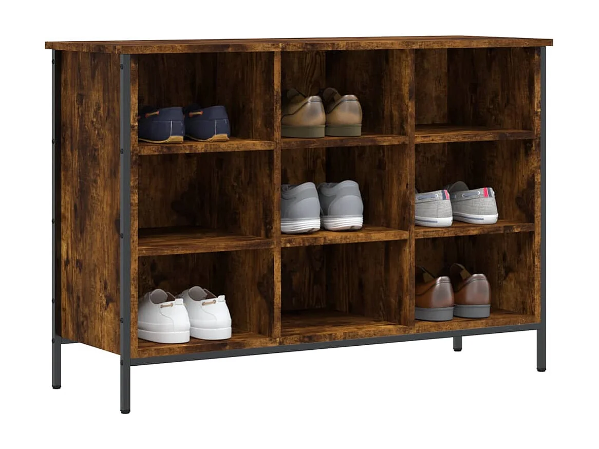 Armoire à chaussures chêne fumé 100x35x70 bois d'ingénierie