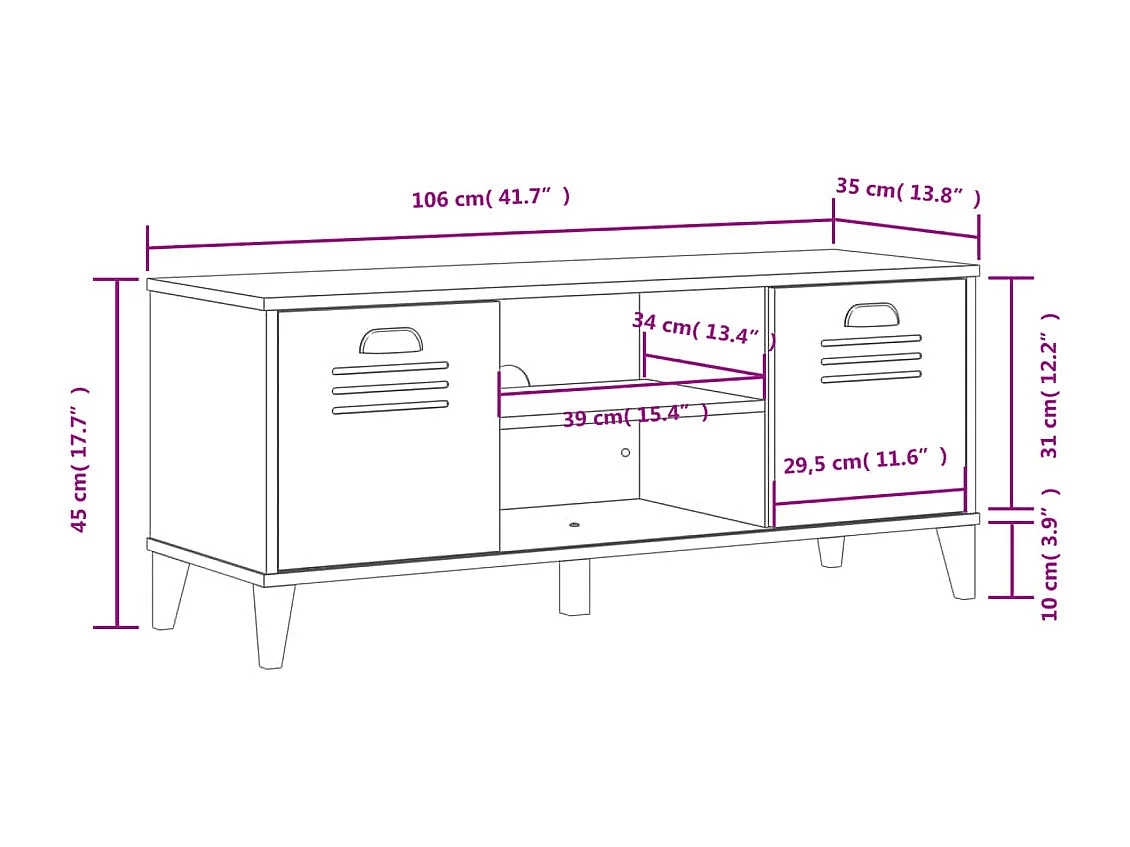 Banc à chaussures VIKEN 106x35x45 bois massif de pin