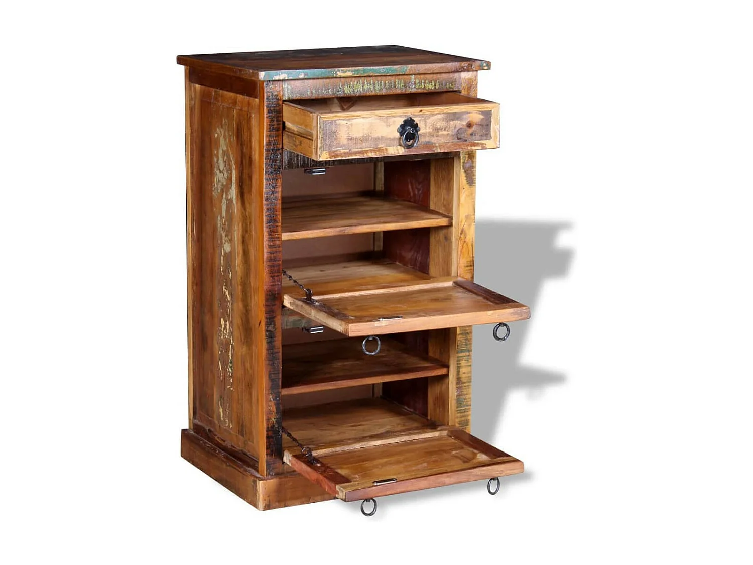 Armoire à chaussures 4 couches avec tiroir Bois de récupération
