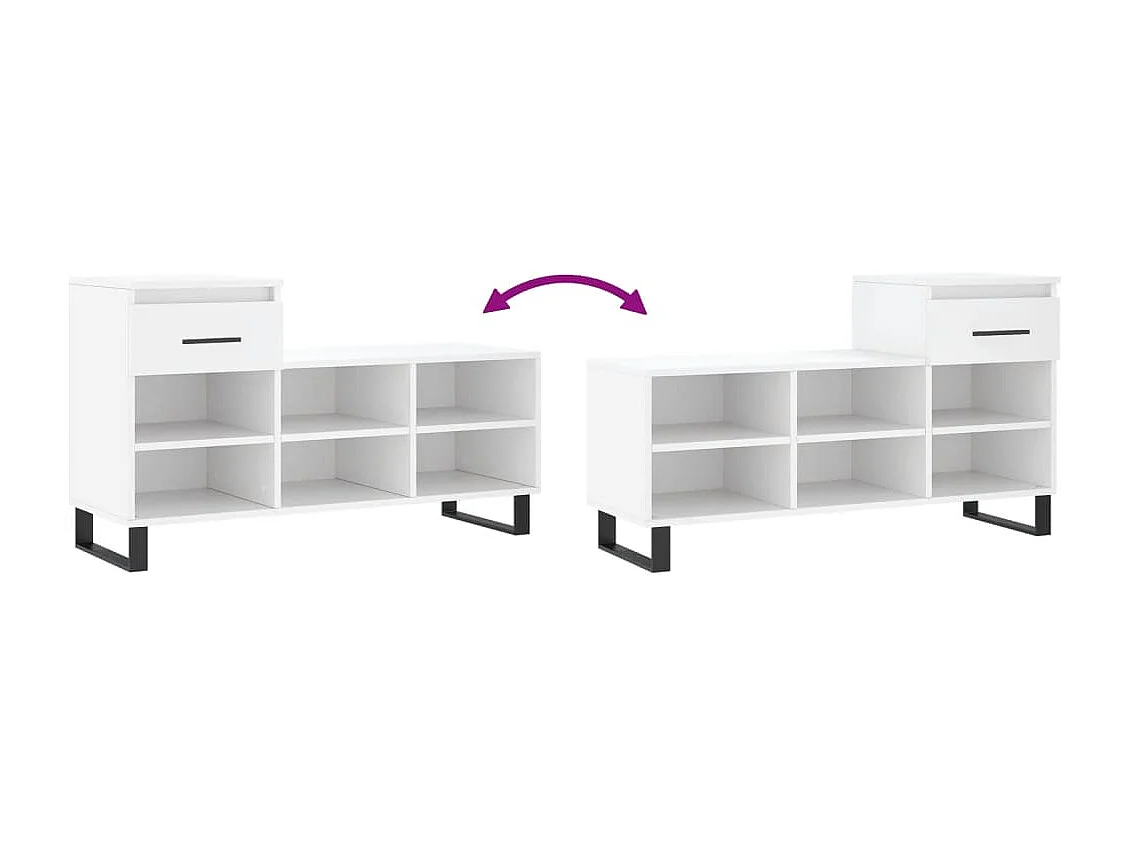 Armoire à chaussures Blanc 102x36x60 Bois d'ingénierie