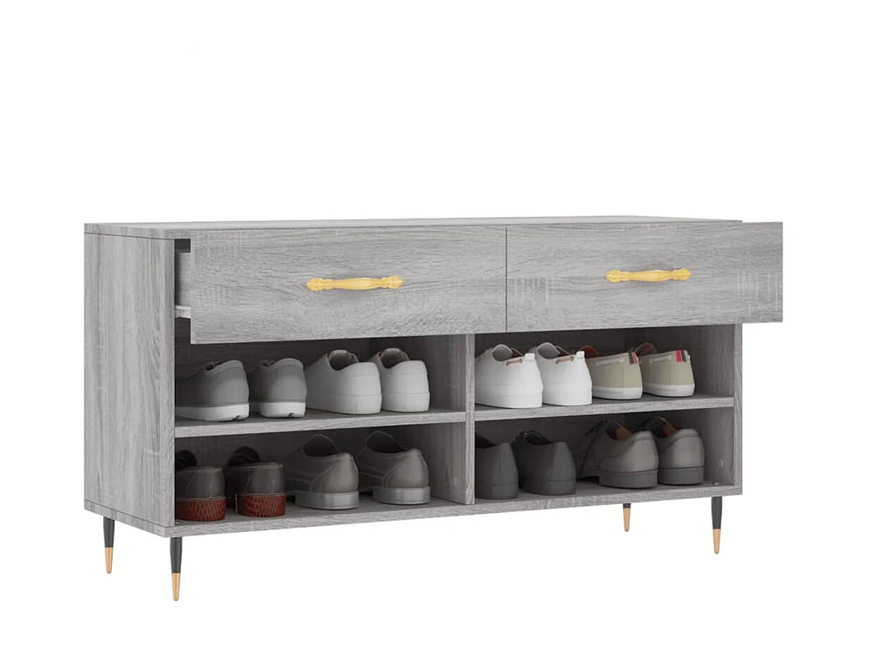 Banc à chaussures sonoma gris 102x35x55 bois d'ingénierie