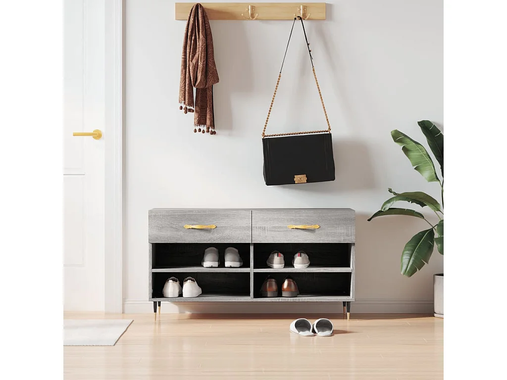 Banc à chaussures sonoma gris 102x35x55 bois d'ingénierie