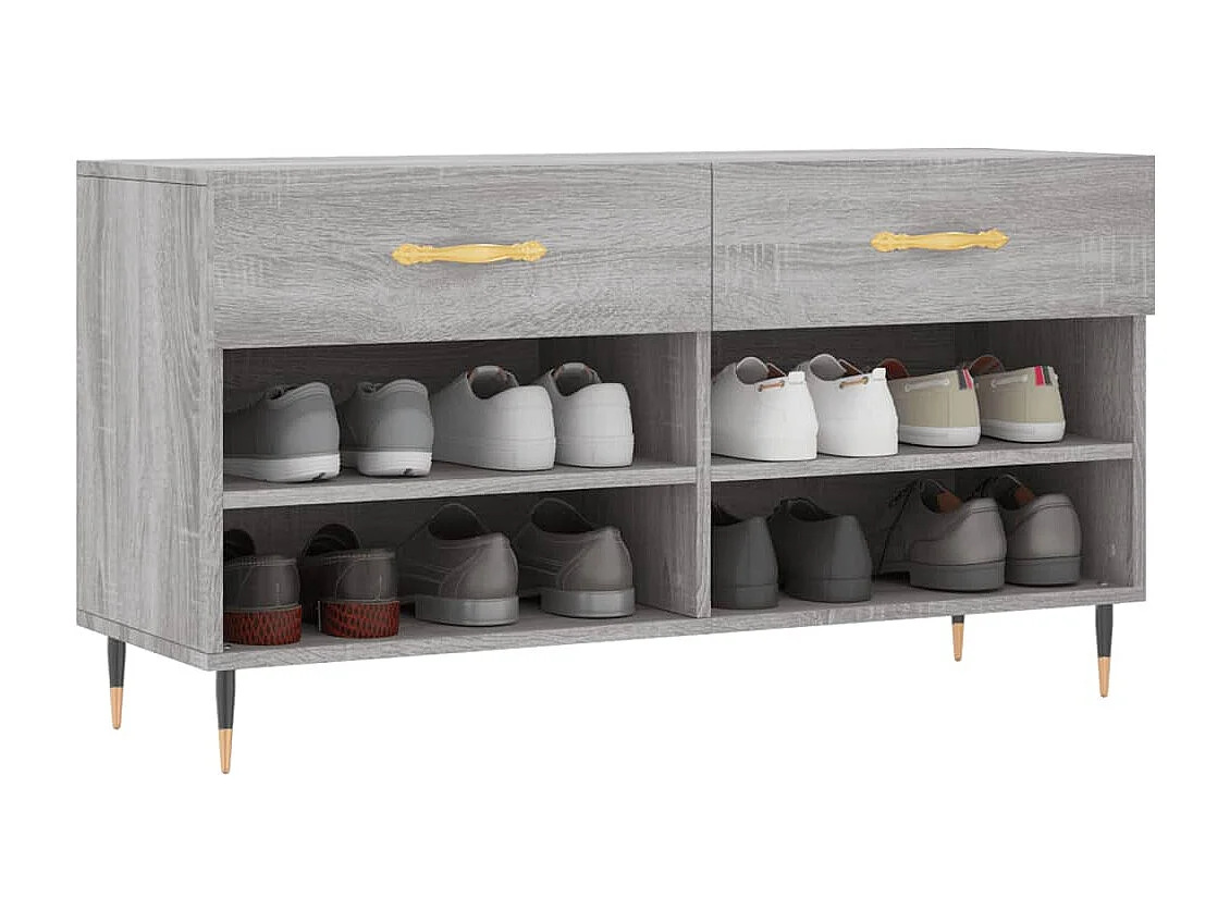 Banc à chaussures sonoma gris 102x35x55 bois d'ingénierie