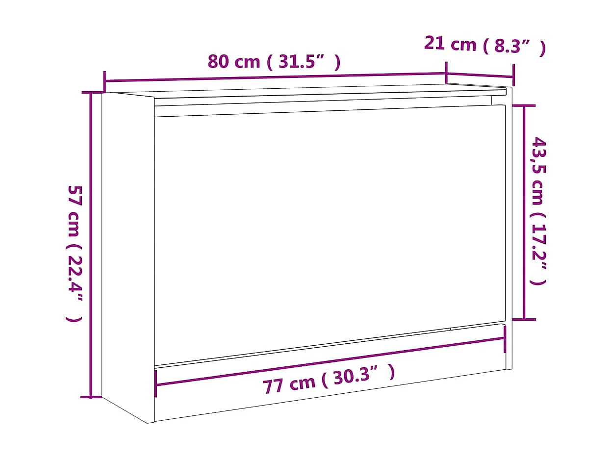 Armoire à chaussures chêne marron 80x21x57 Bois d'ingénierie