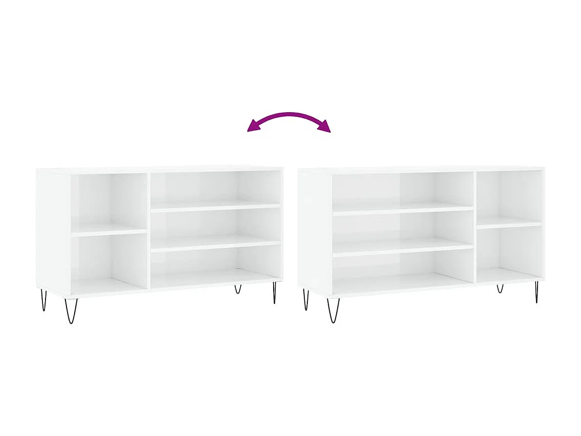 Armoire à chaussure Blanc brillant 102x36x60 Bois ingénierie