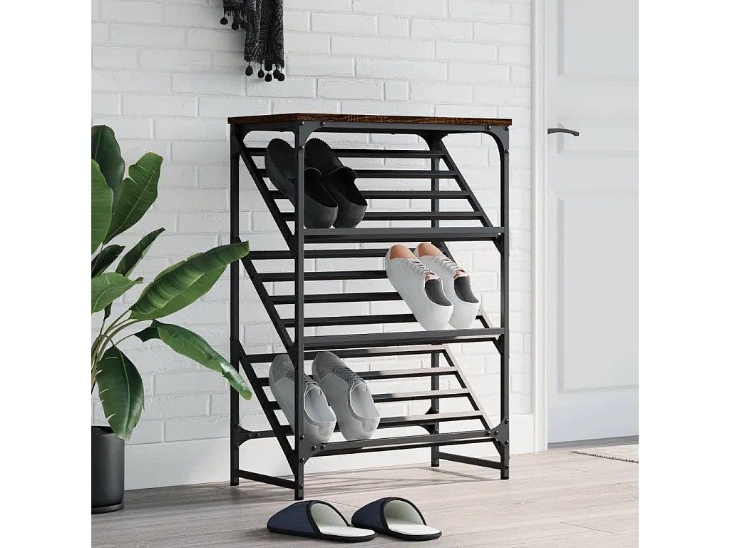 Étagère à chaussures chêne marron 60x30x85 bois d'ingénierie