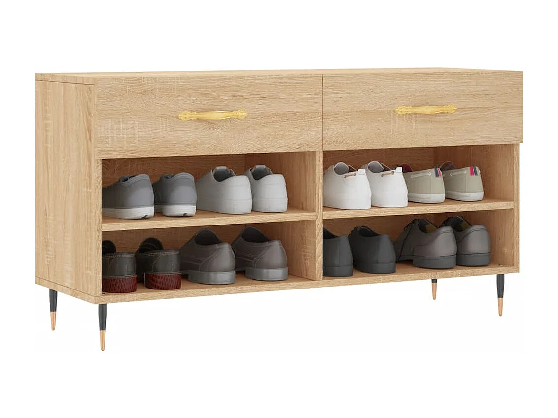 Banc à chaussures chêne sonoma 102x35x55 bois d'ingénierie